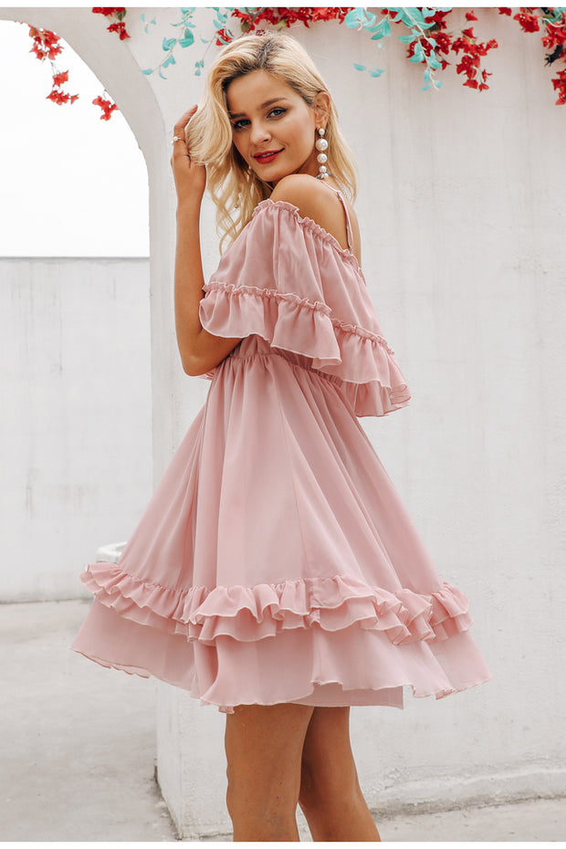 Ruffle Off Shoulder Dress - Prime Adore